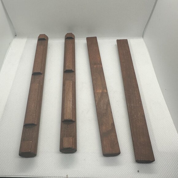 Set Of 4 Wooden Lincoln Logs Building Toys Brown Vintage Style - Picture 2 of 2